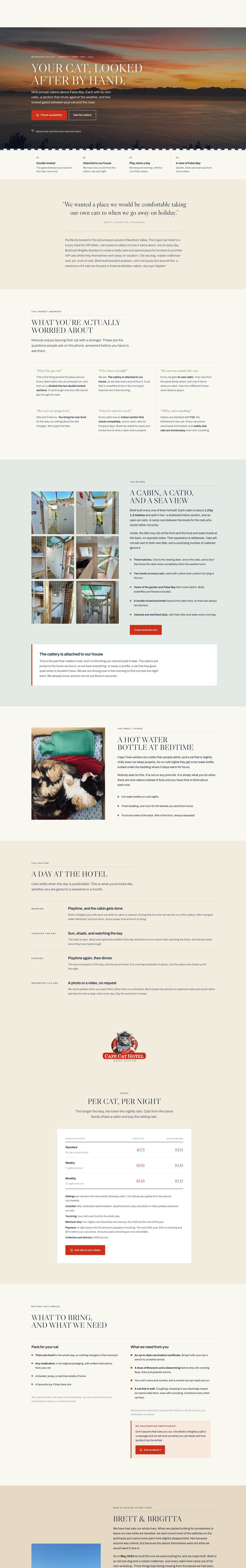 The Cape Cat Hotel site, scrolling