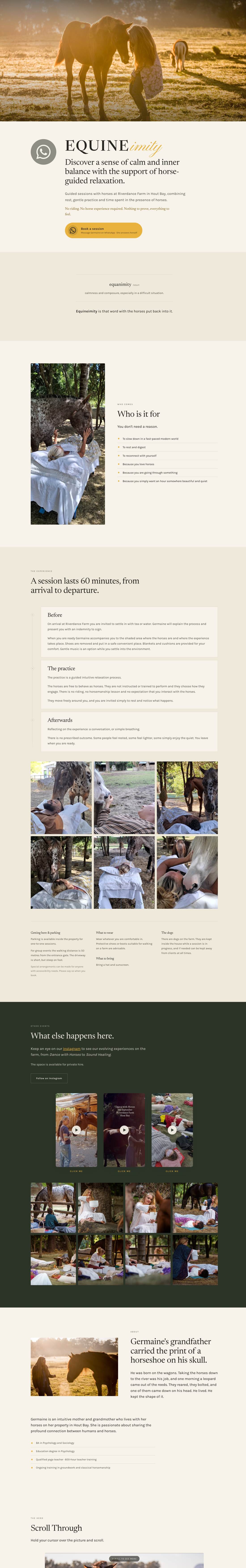 The Equineimity site, scrolling